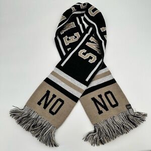 ChoKoLids NWOT New Orleans Black/Tan/White 100% Acrylic Fringe Scarf 8” x 70”